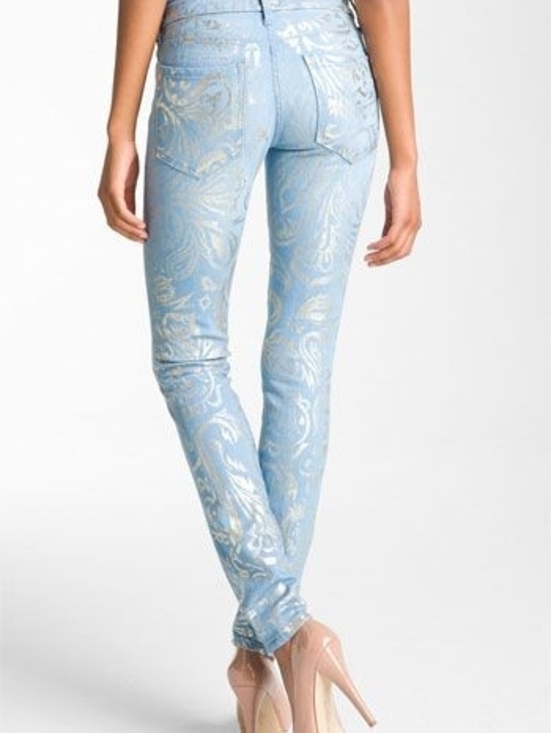 MOTHER Denim - MOTHER Light Blue Metallic print denim Jeans
